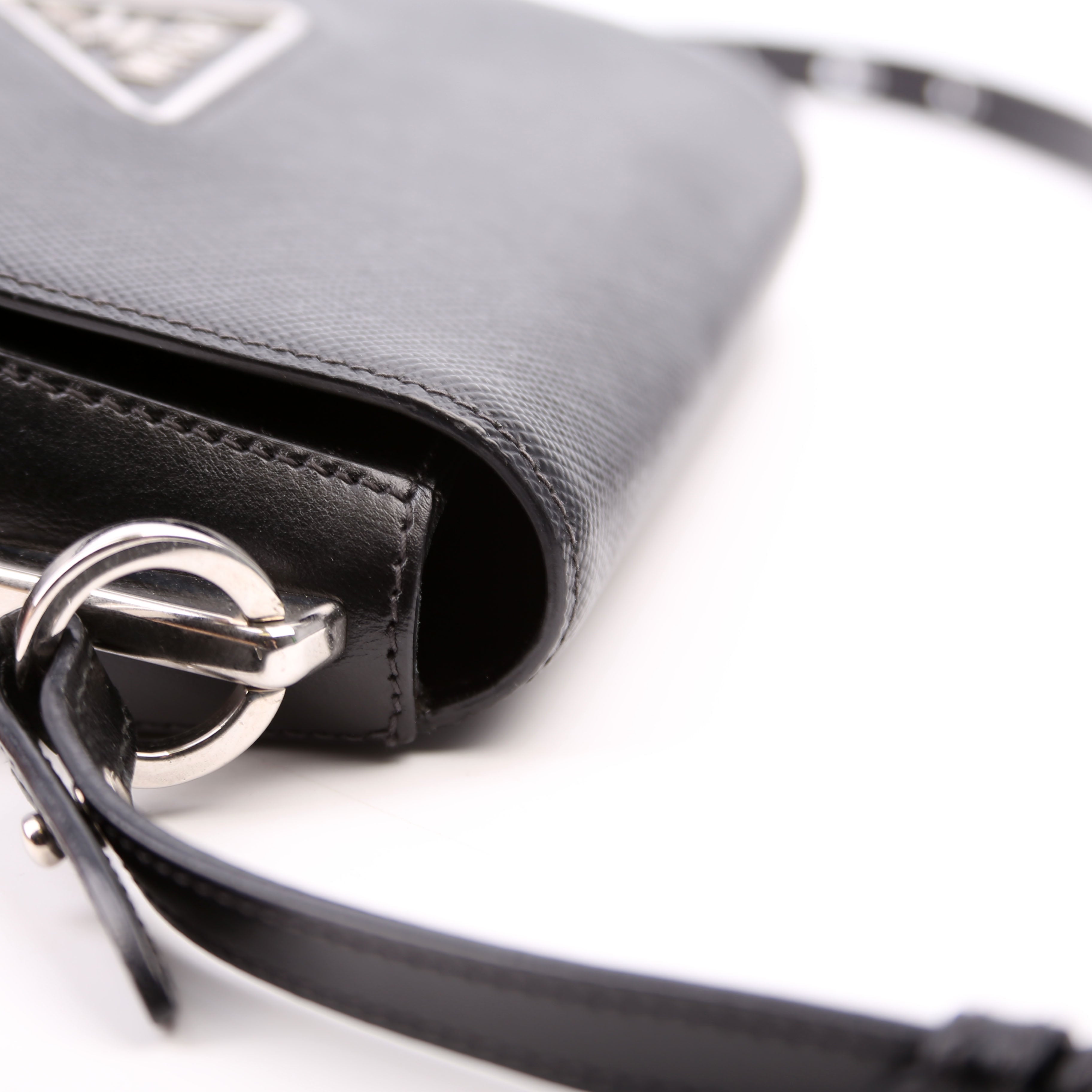 1BD249 Saffiano Flap Bag Black