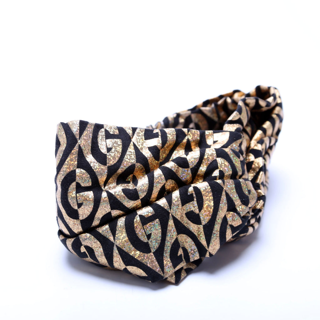 Gucci G Rhombus Metallic Headband Size Medium Gold/Black