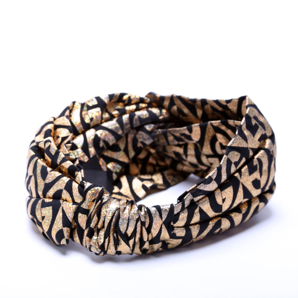 Gucci G Rhombus Metallic Headband Size Medium Gold/Black