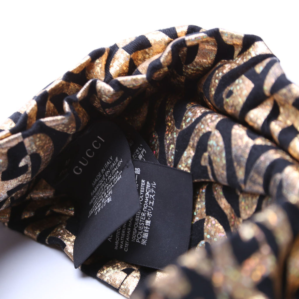 Gucci G Rhombus Metallic Headband Size Medium Gold/Black