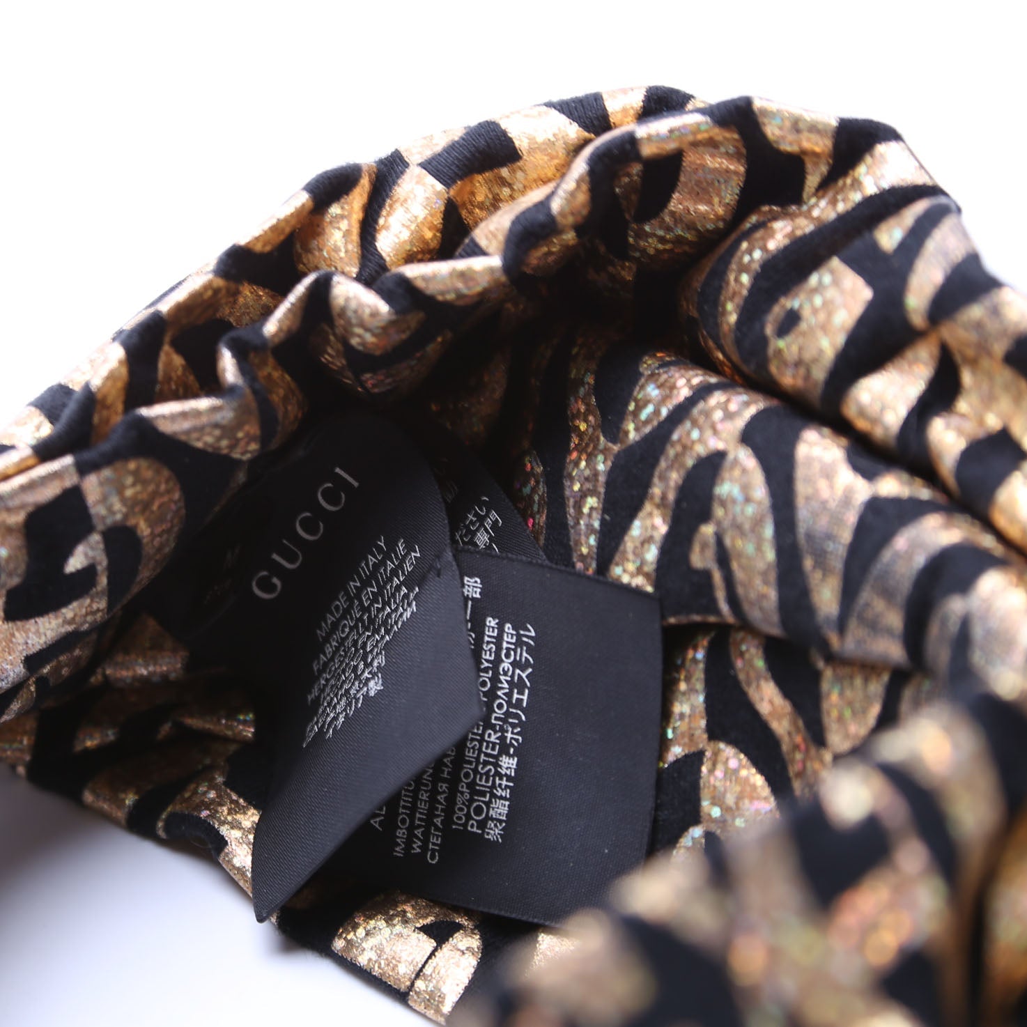 Gucci G Rhombus Metallic Headband Size Medium Gold/Black