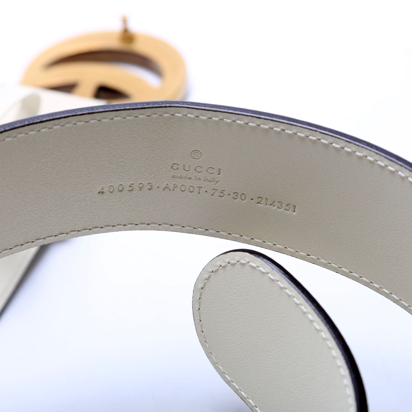 Gucci 414516 GG Marmont Belt Size 80/32 Cream