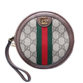 574841 GG Supreme Ophidia Round Wristlet Brown