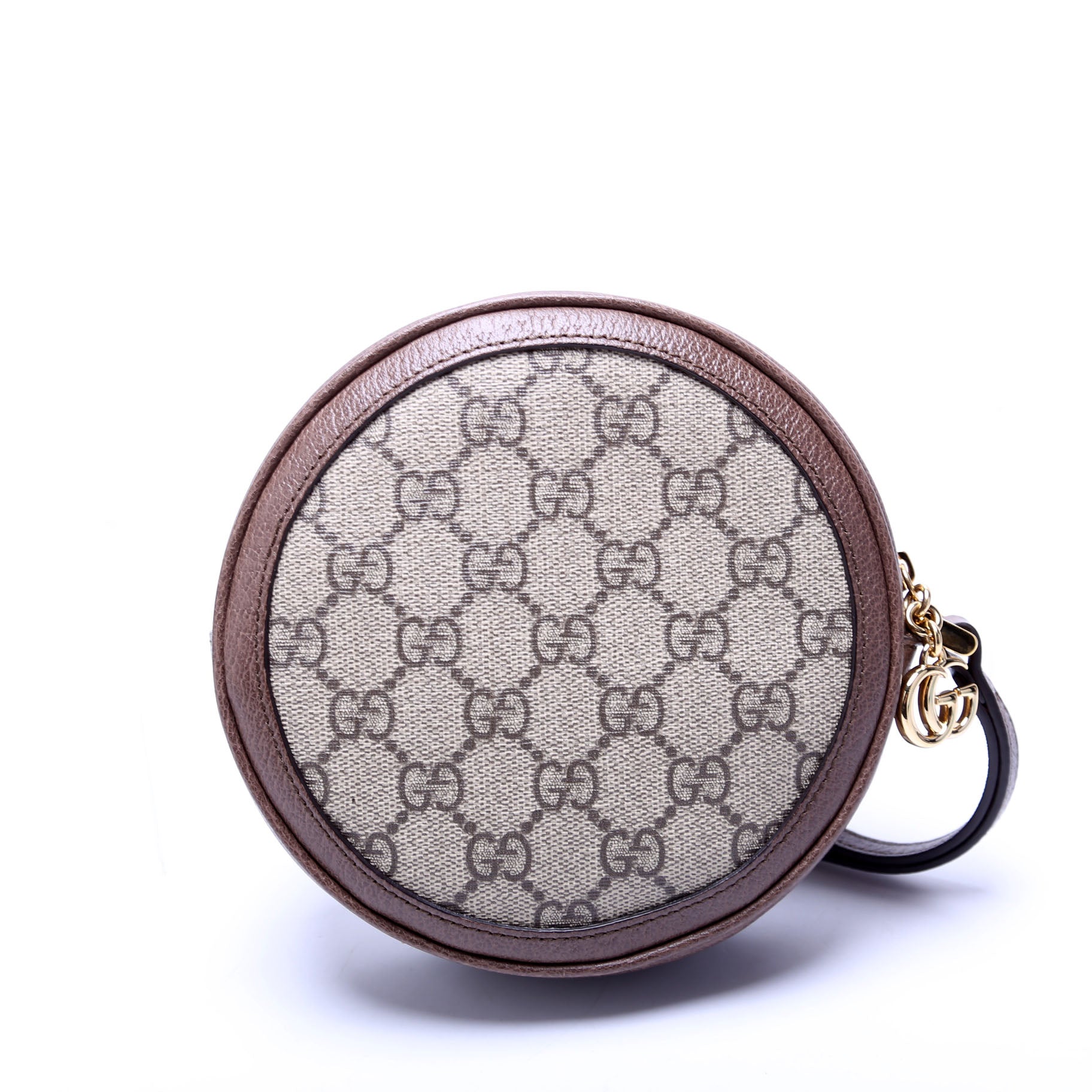 574841 GG Supreme Ophidia Round Wristlet Brown