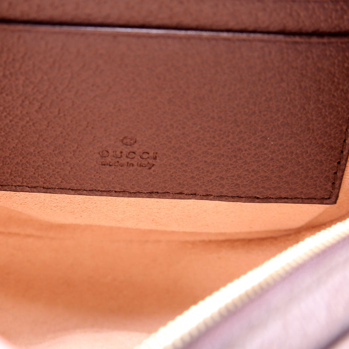 574841 GG Supreme Ophidia Round Wristlet Brown