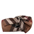 Check Band Silk Headband Brown