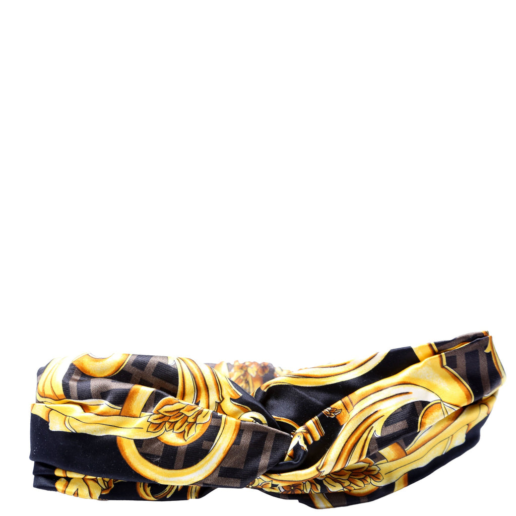 Fendi Fendace Band Silk Headband Gold/Black