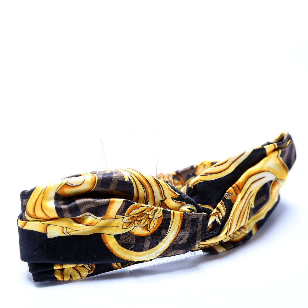 Fendi Fendace Band Silk Headband Gold/Black