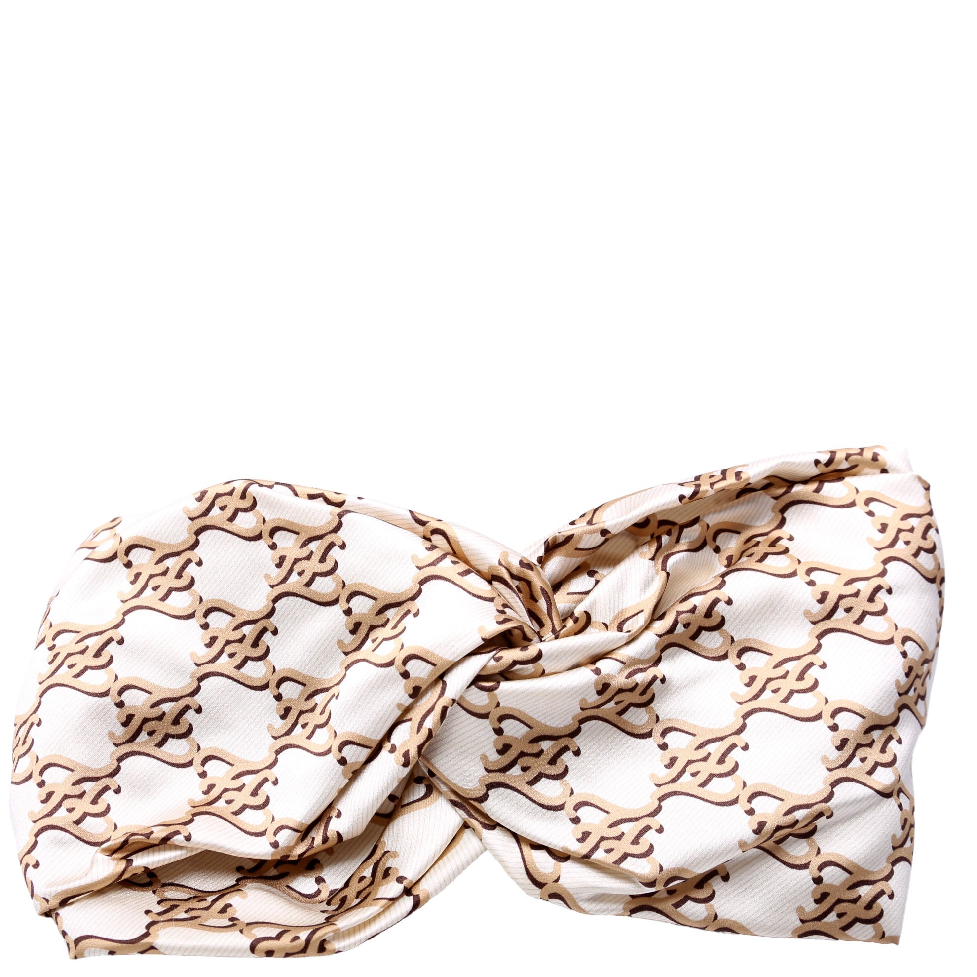 Duchesse Logo Silk Headband Gold/Cream