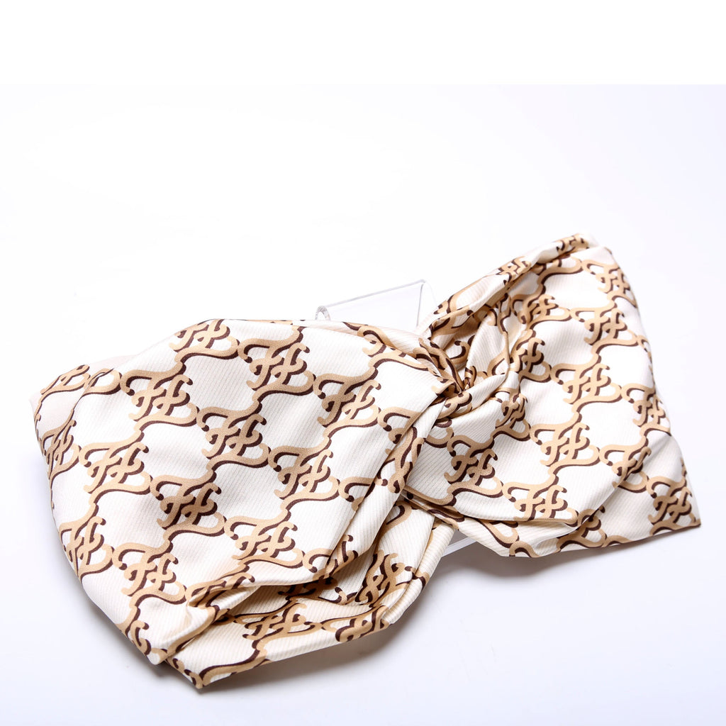 Duchesse Logo Silk Headband Gold/Cream