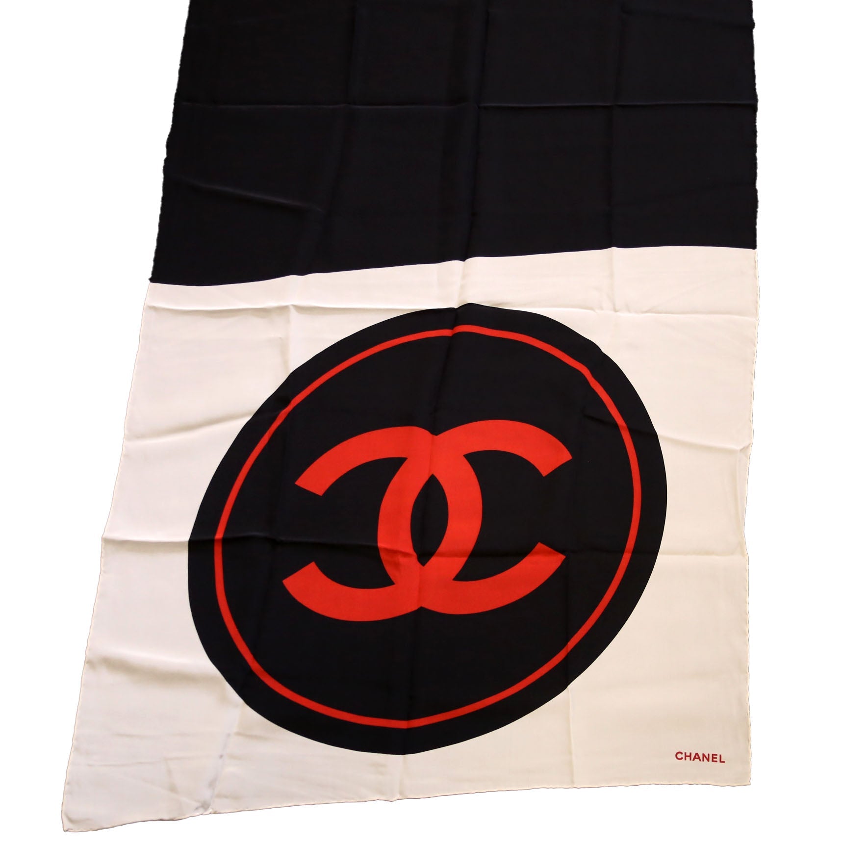 CC Logo Wrap Silk Scarf Cream/Black