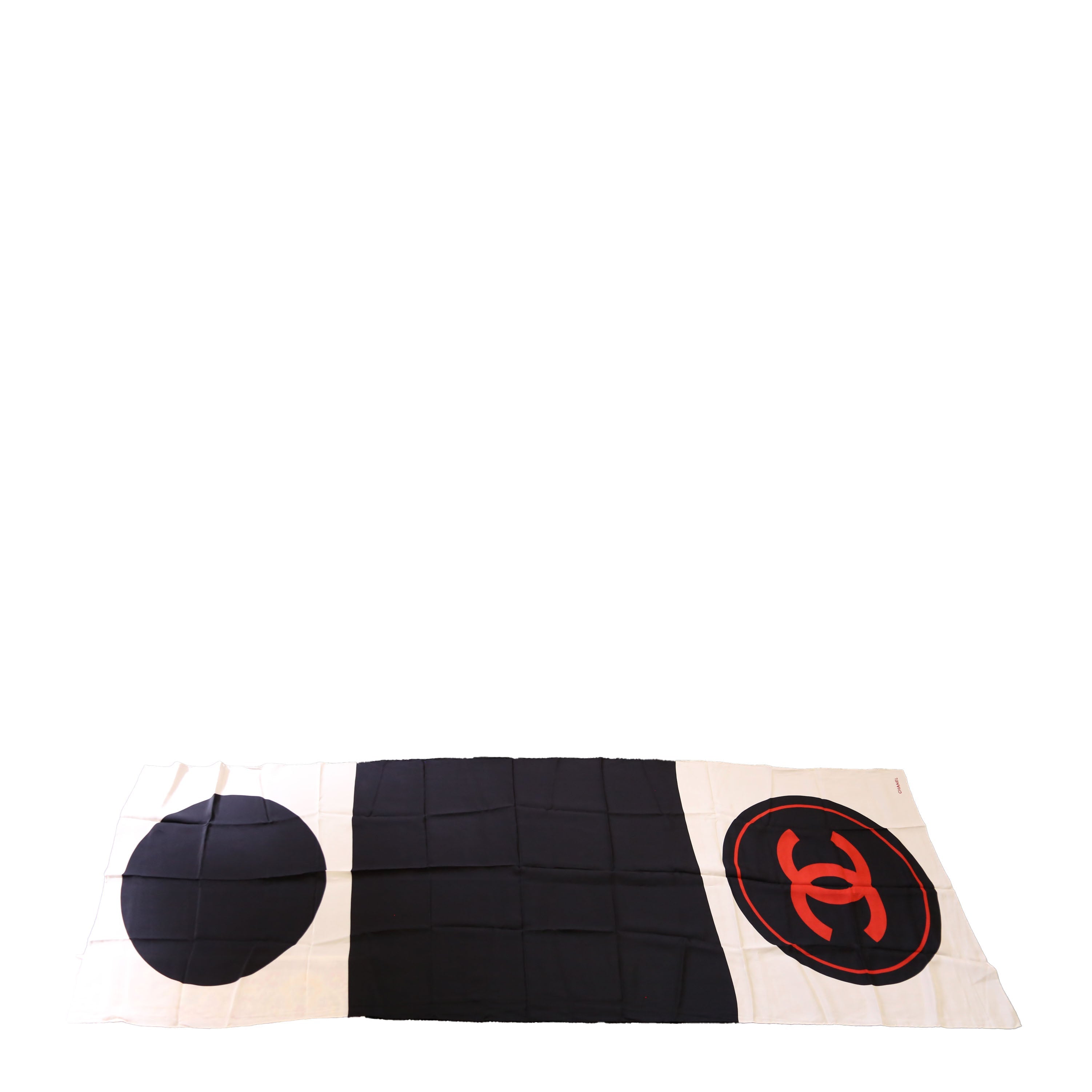 CC Logo Wrap Silk Scarf Cream/Black