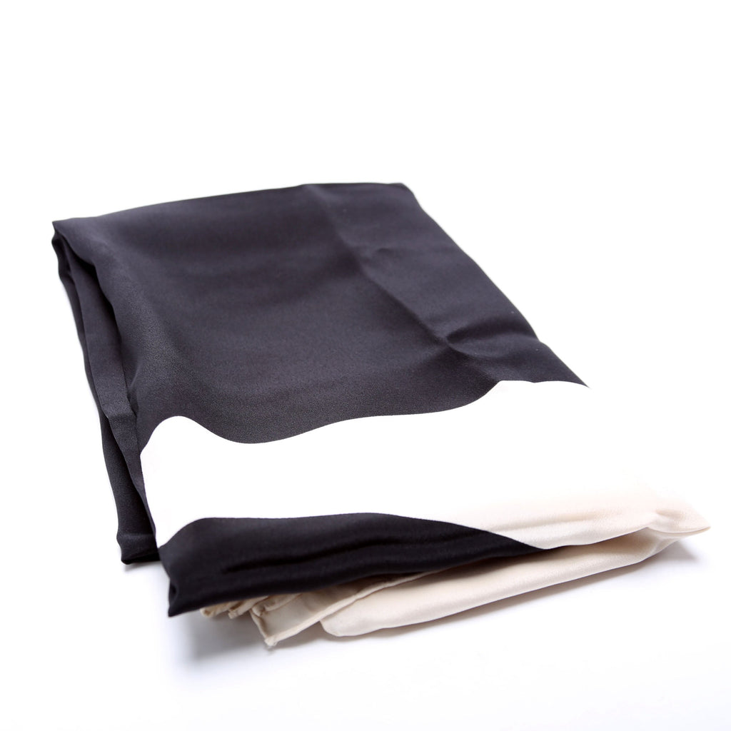 CC Logo Wrap Silk Scarf Cream/Black