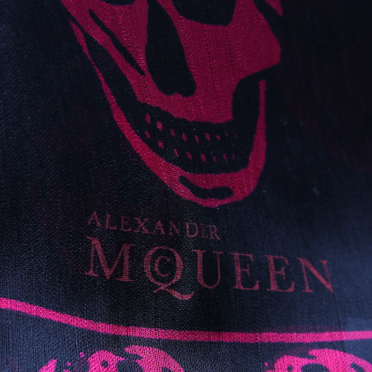 Skull Print Square Silk Scarf Black/Pink