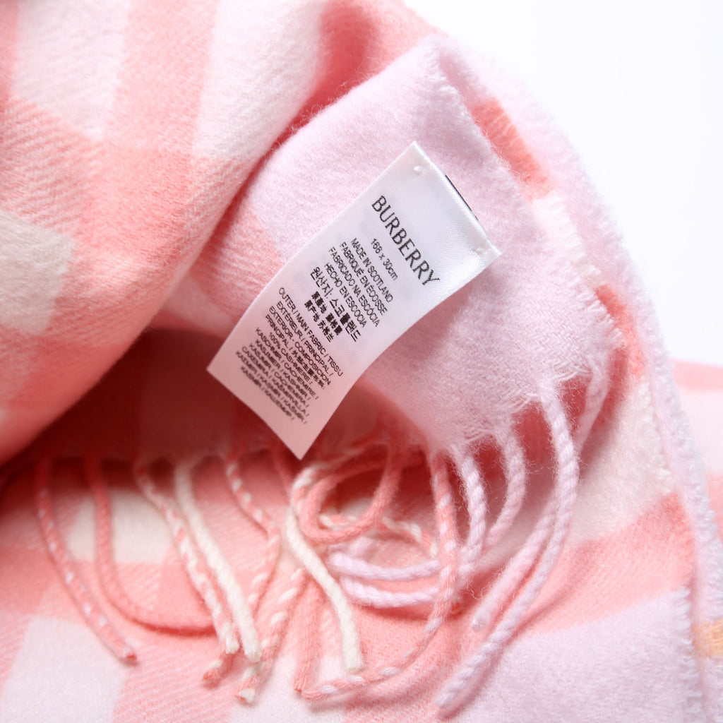 Check Fringe Cashmere Scarf Pink