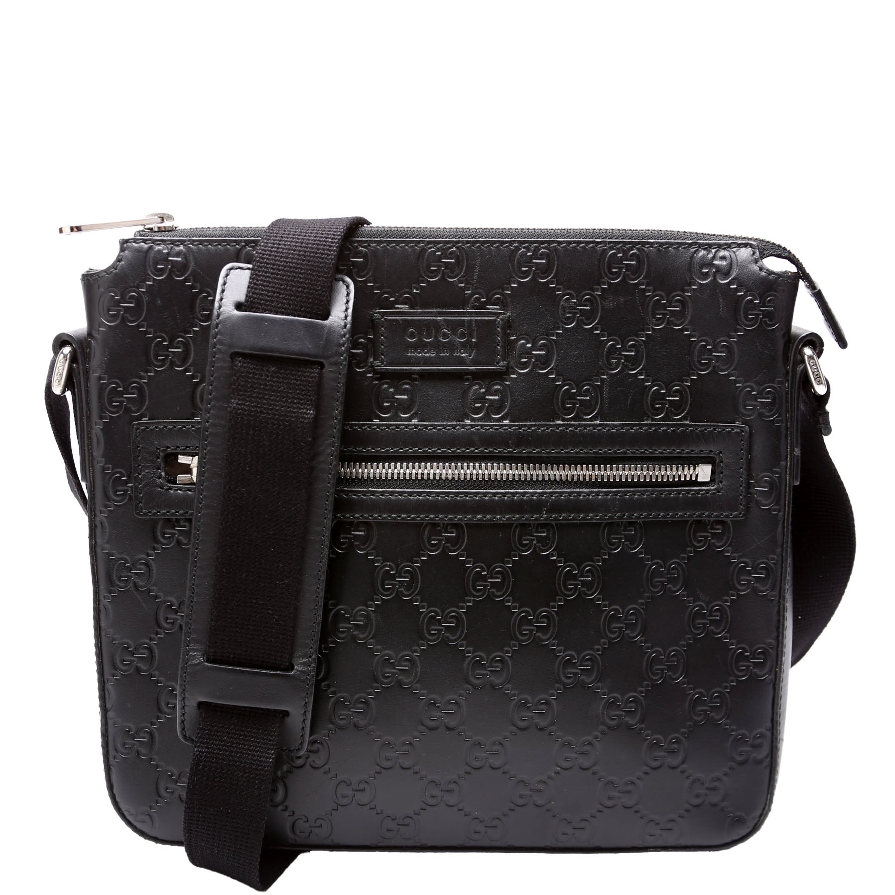 406410 Flat Messenger Small Guccissima Black