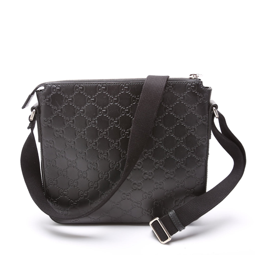 406410 Flat Messenger Small Guccissima Black