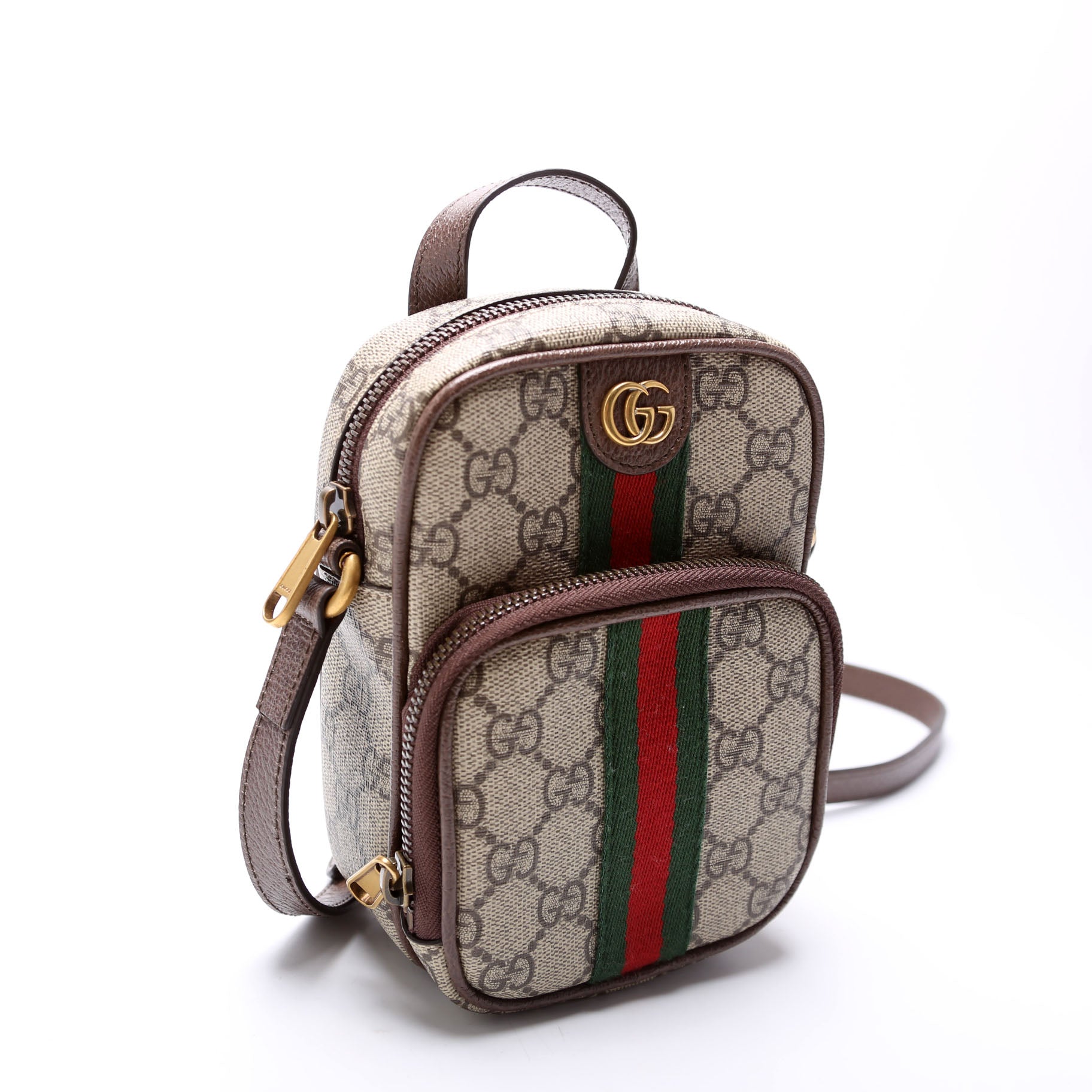Gucci 671682 GG Supreme Ophidia Mini Shoulder Bag Brown