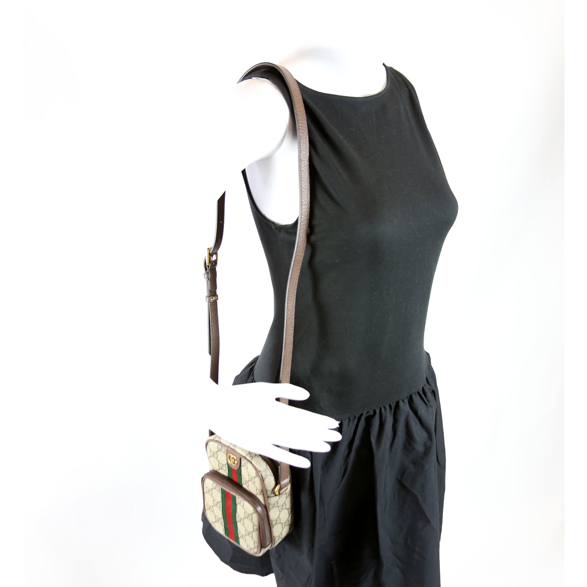 Gucci 671682 GG Supreme Ophidia Mini Shoulder Bag Brown