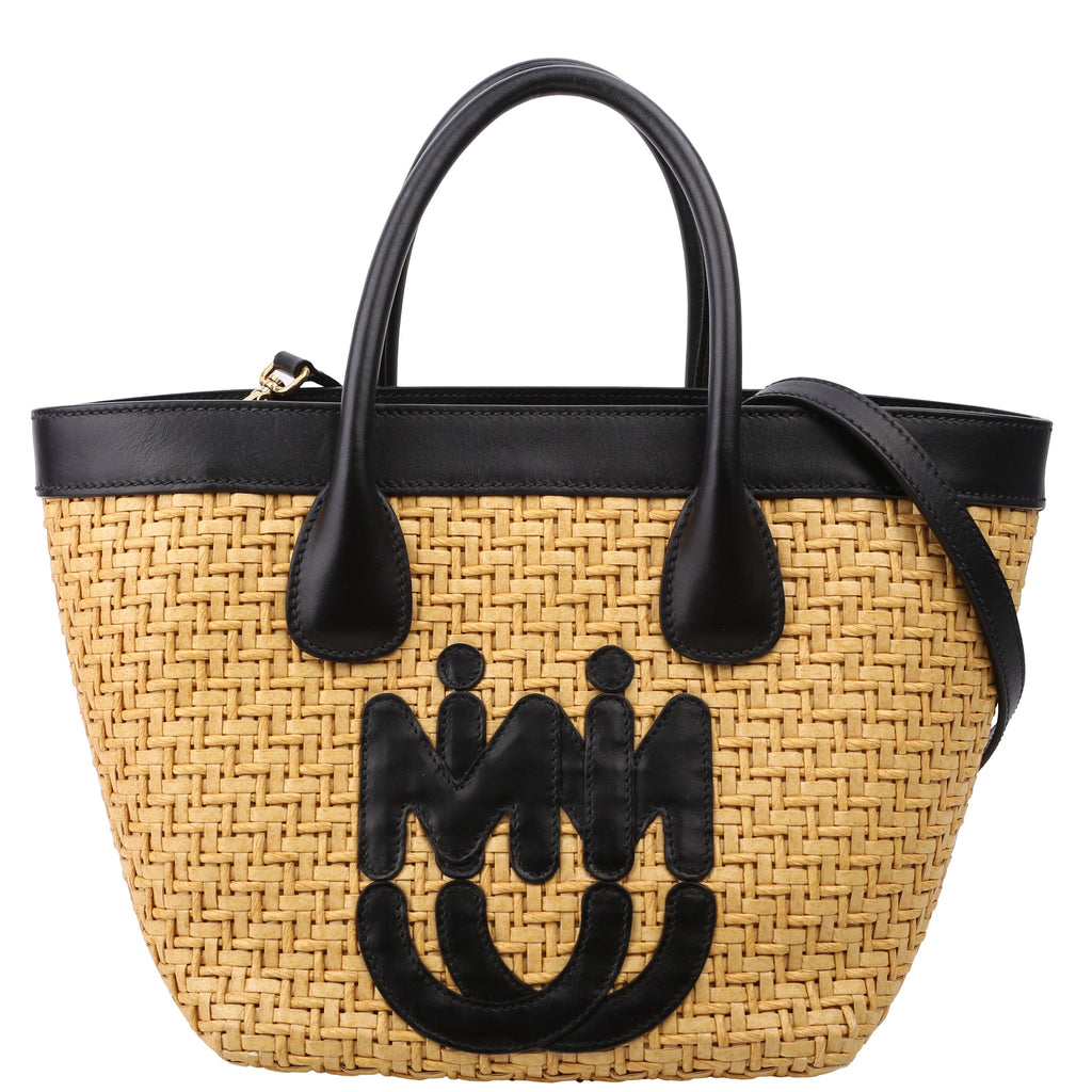 Miu Miu Logo Straw Top Handle