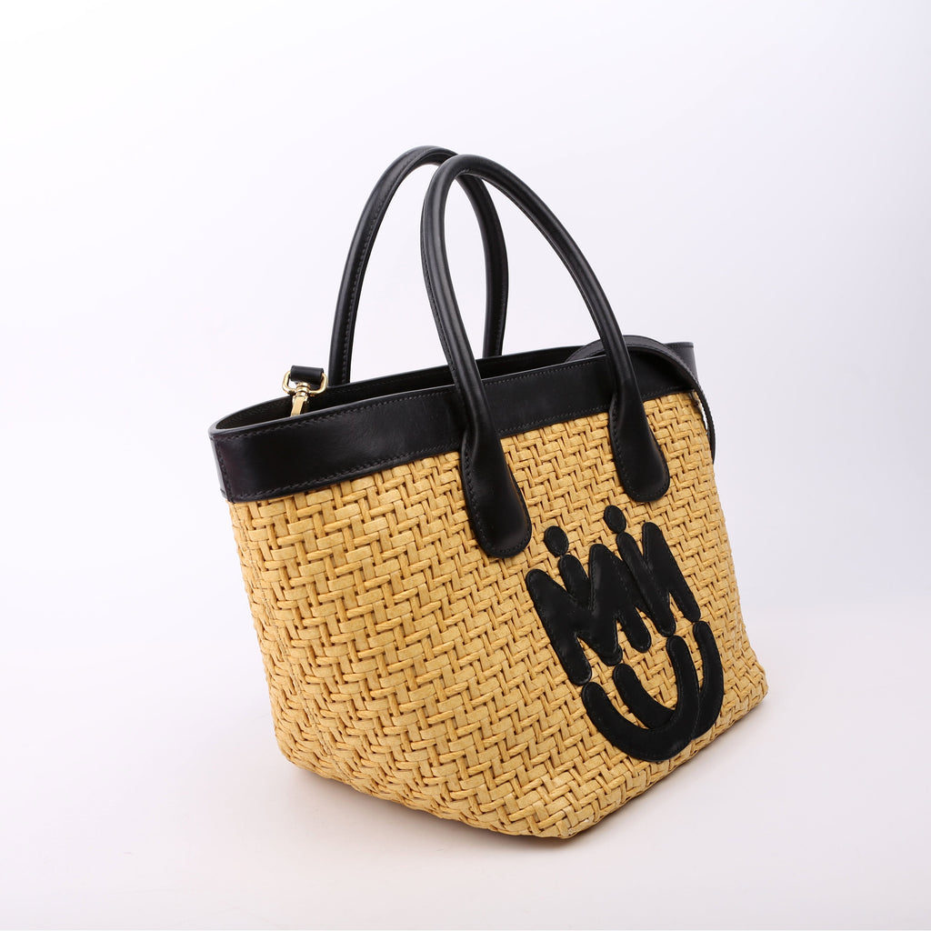Miu Miu Logo Straw Top Handle