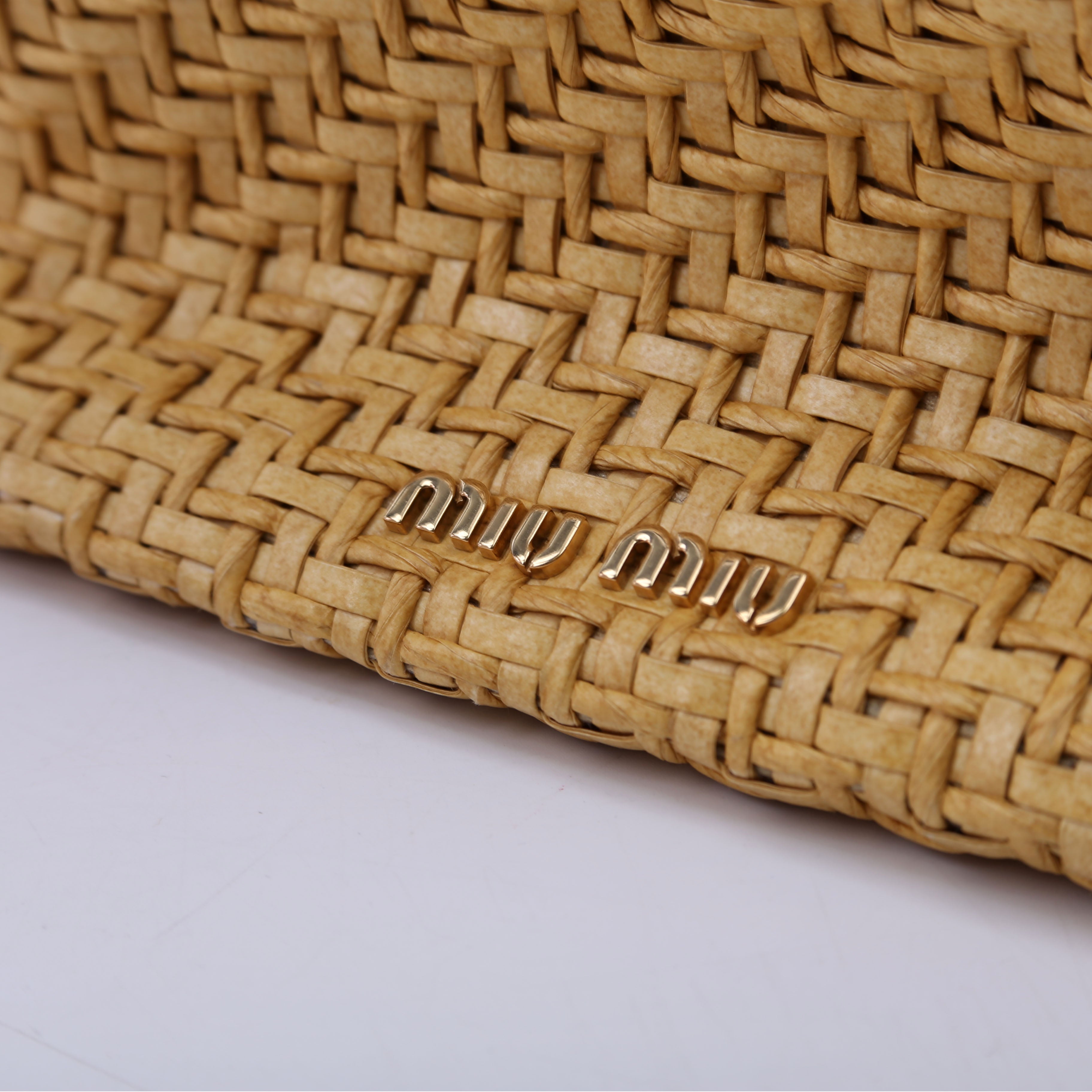 Miu Miu Logo Straw Top Handle