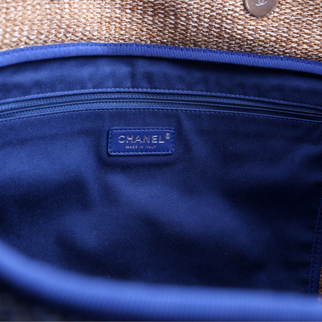 Shopping Bag Large Mixed Fibers 28M Tan/Blue