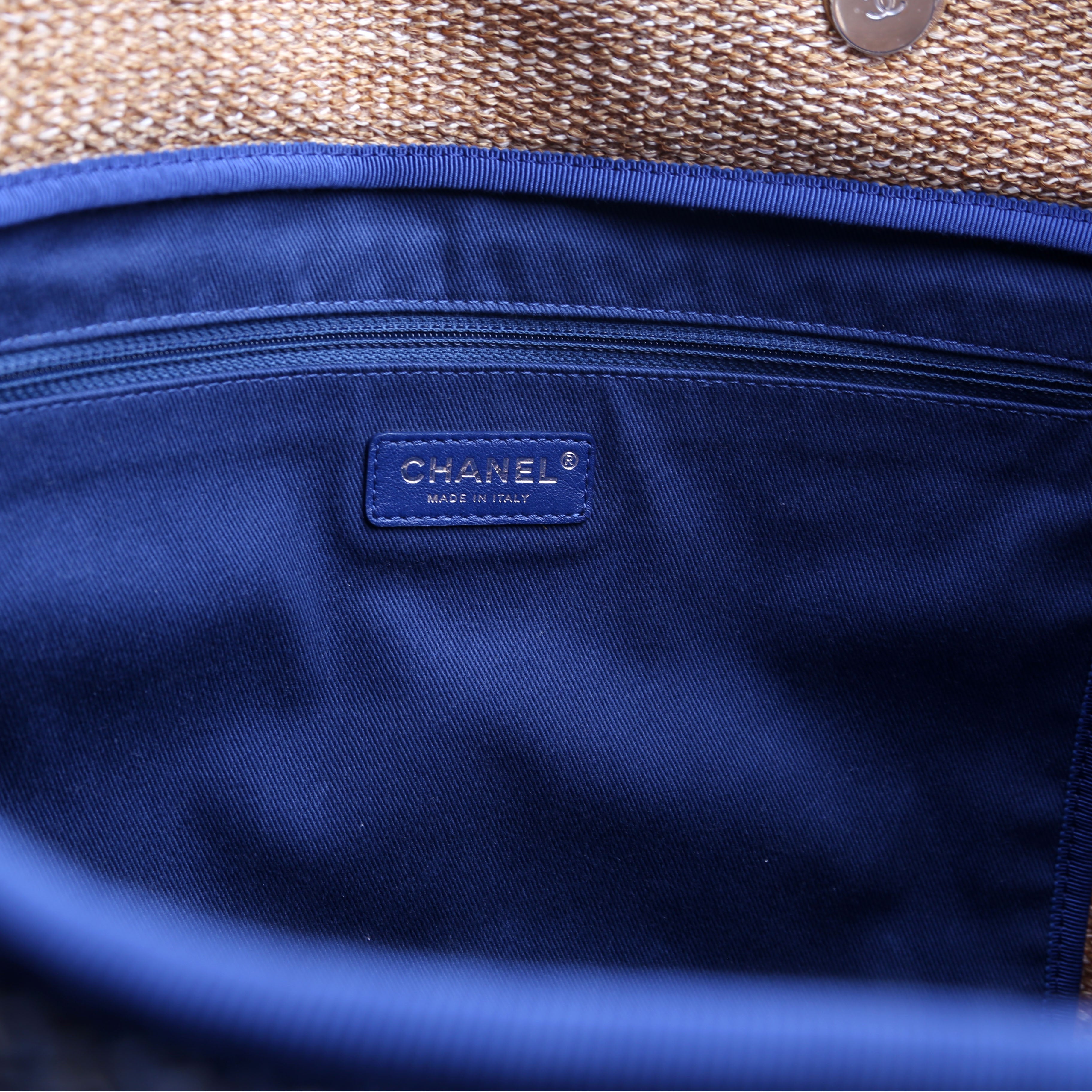 Shopping Bag Large Mixed Fibers 28M Tan/Blue
