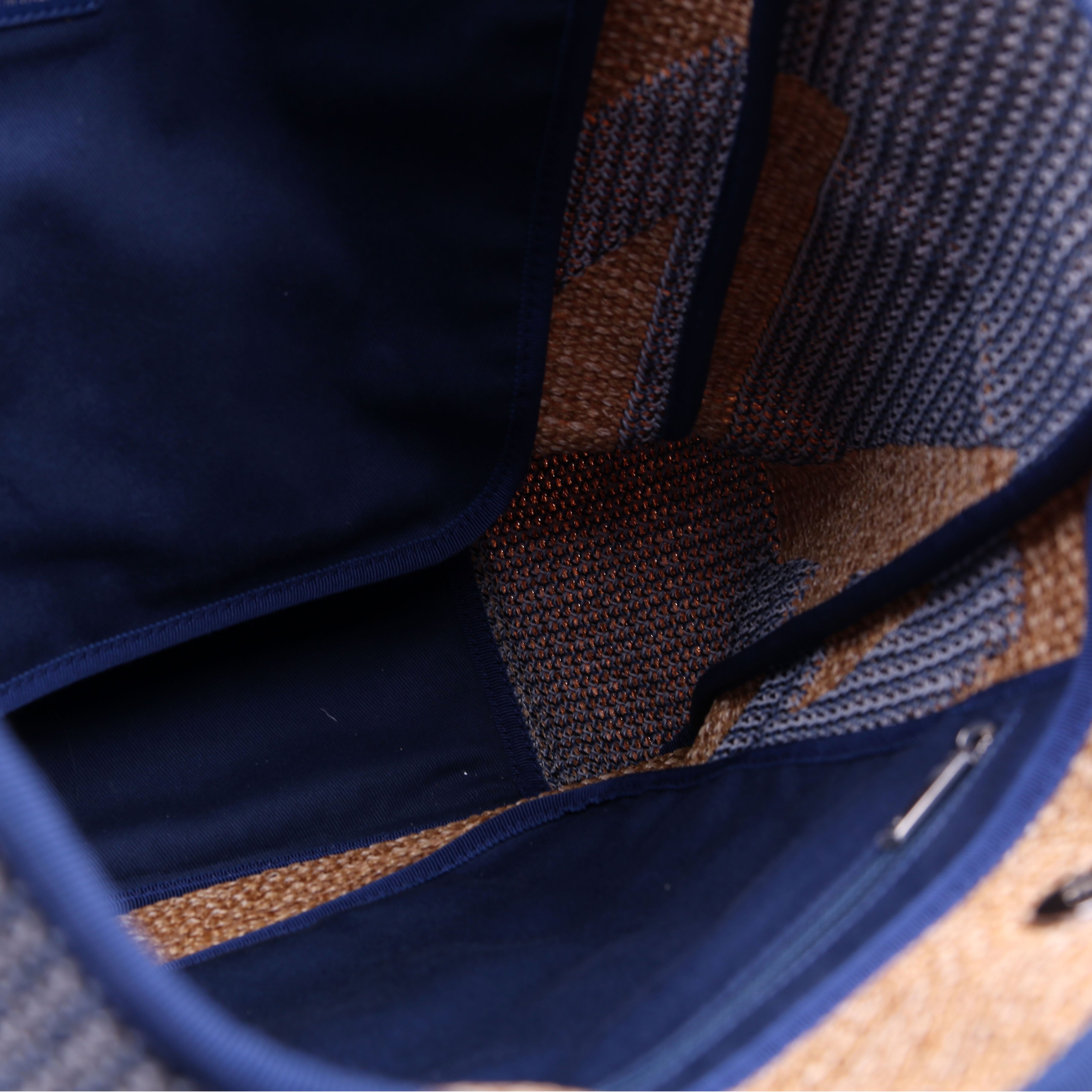 Shopping Bag Large Mixed Fibers 28M Tan/Blue