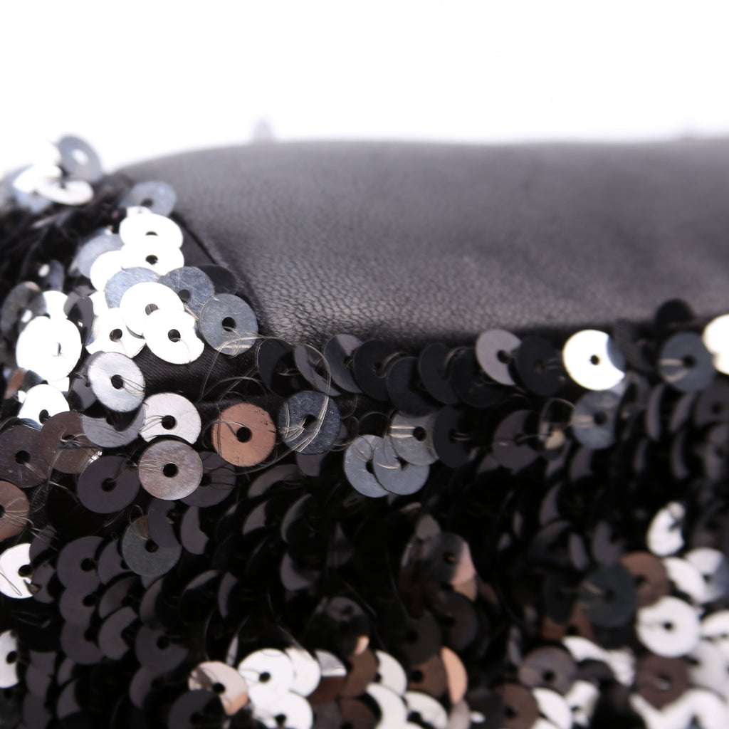 Classic Flap Mini Rectangle Sequin 12M Black/Silver