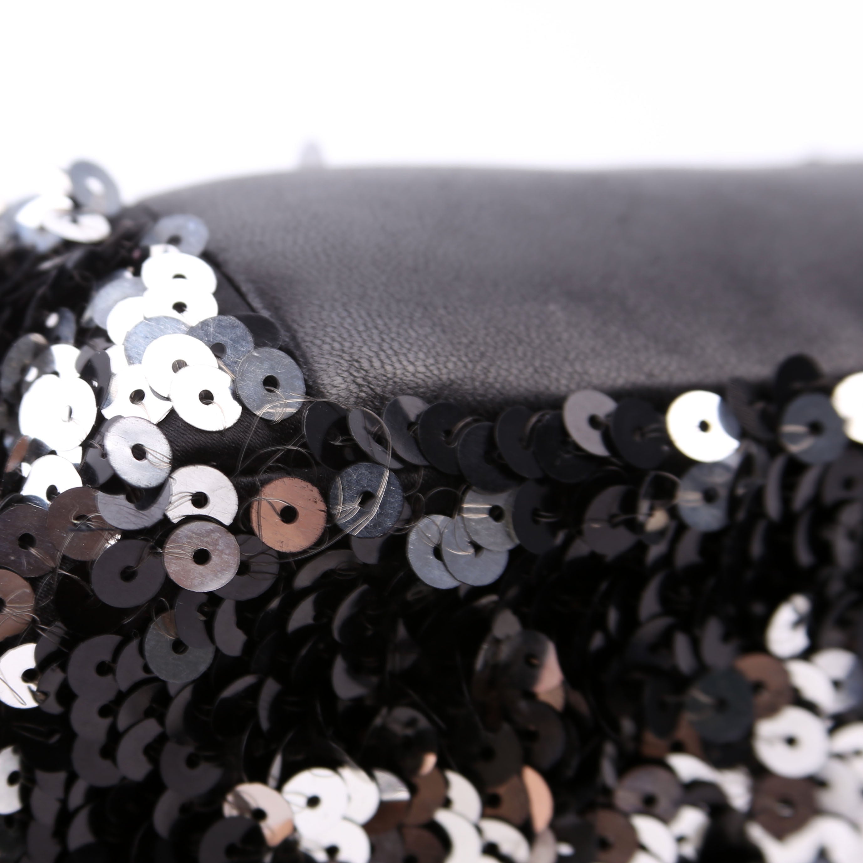 Classic Flap Mini Rectangle Sequin 12M Black/Silver