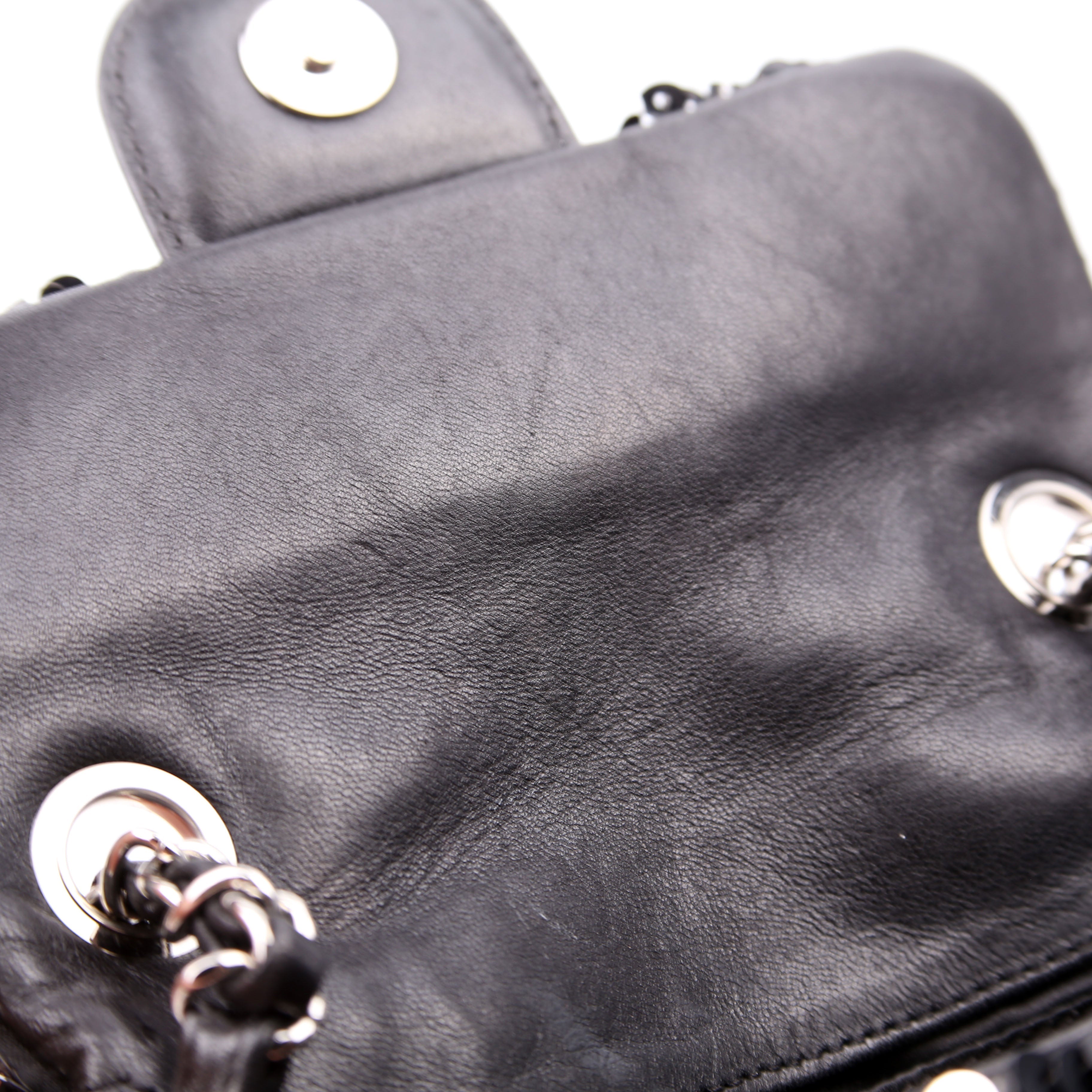 Classic Flap Mini Rectangle Sequin 12M Black/Silver