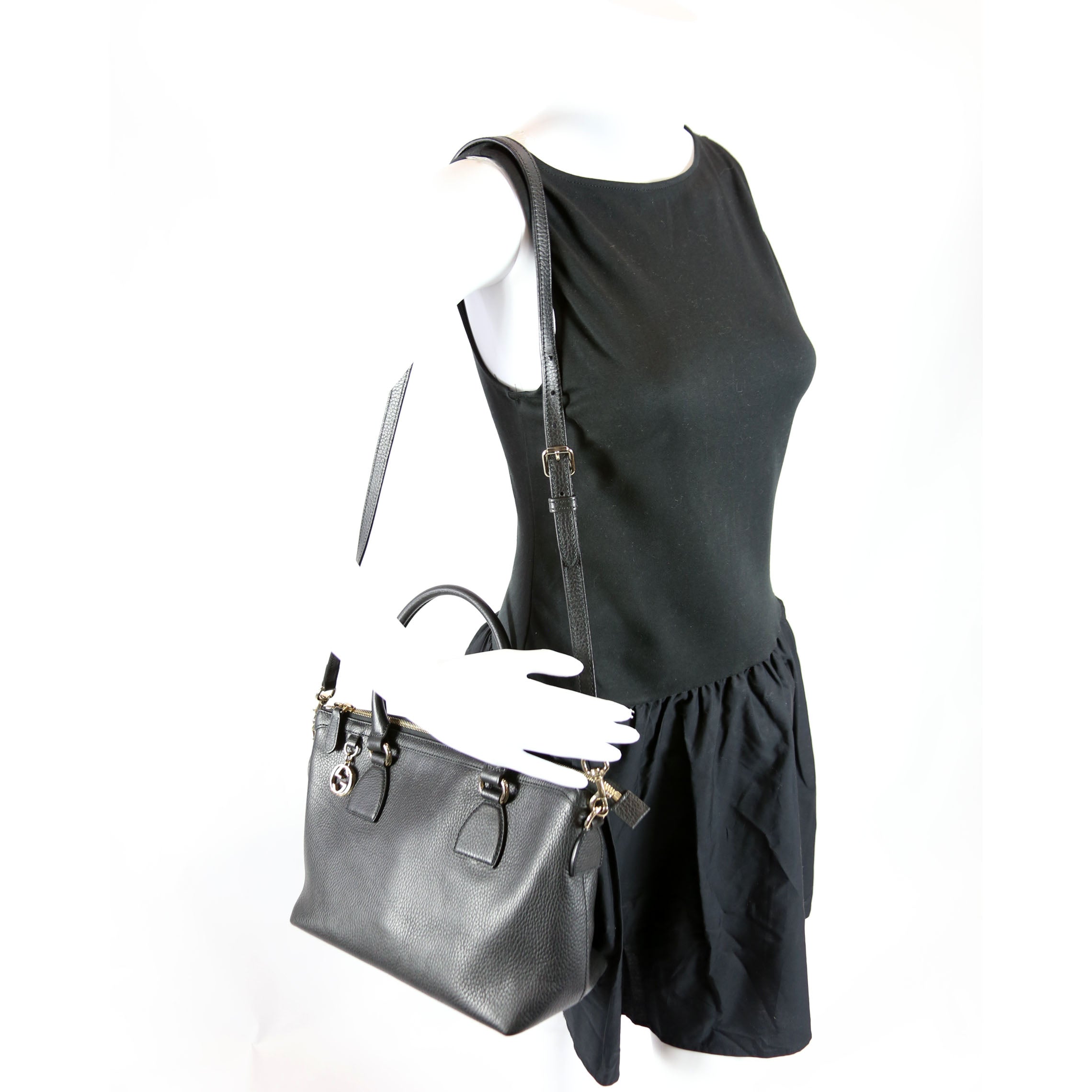 449659 GG Charm Satchel Black