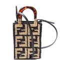 8BS051 Raffia FF Mini Sunshine Shopper Black/Tan