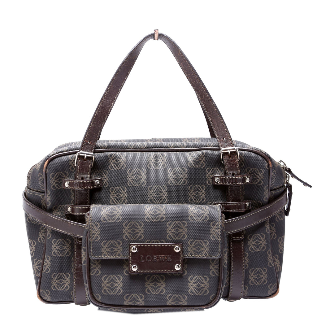 Mini Boston Bag Anagram Canvas Vintage Brown