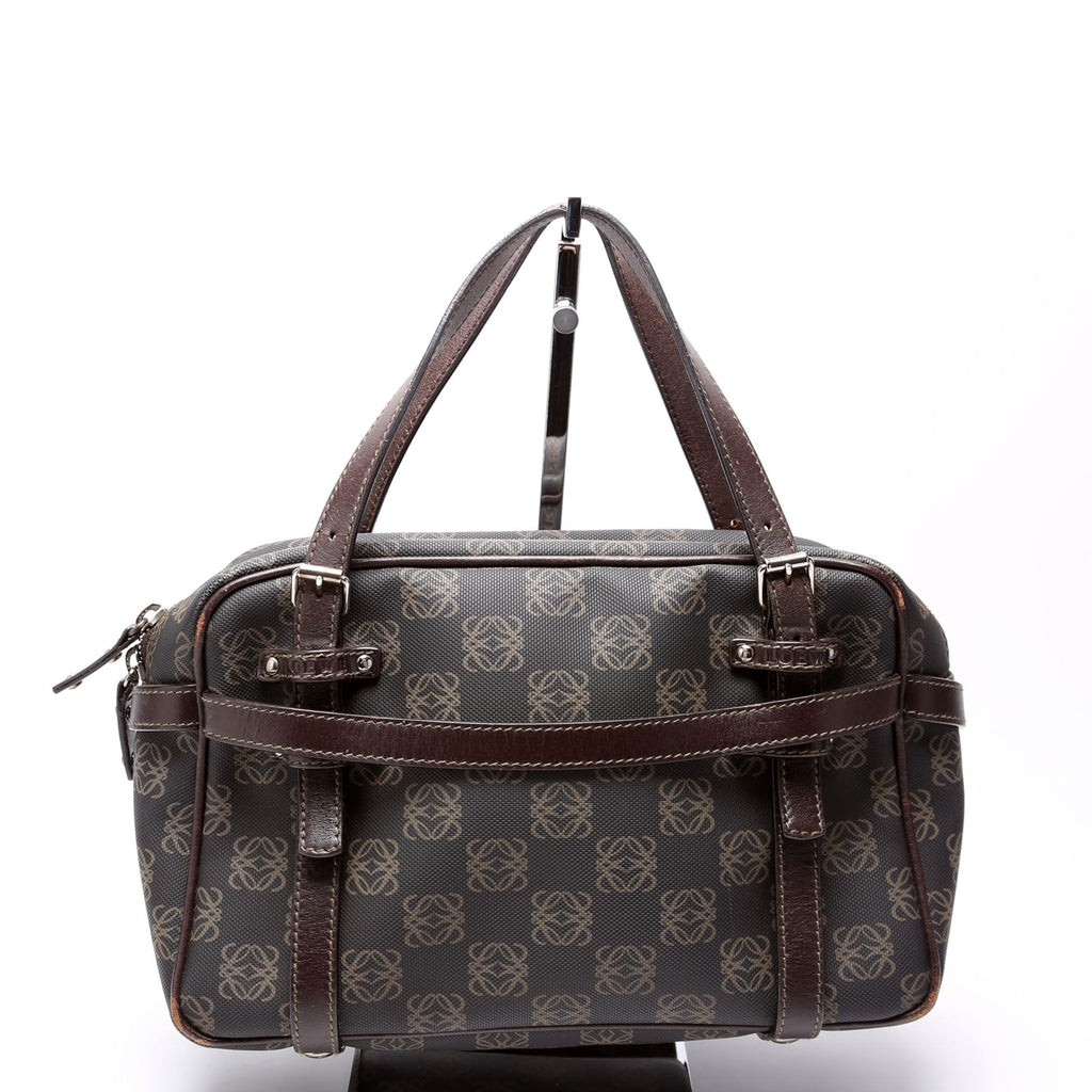 Mini Boston Bag Anagram Canvas Vintage Brown