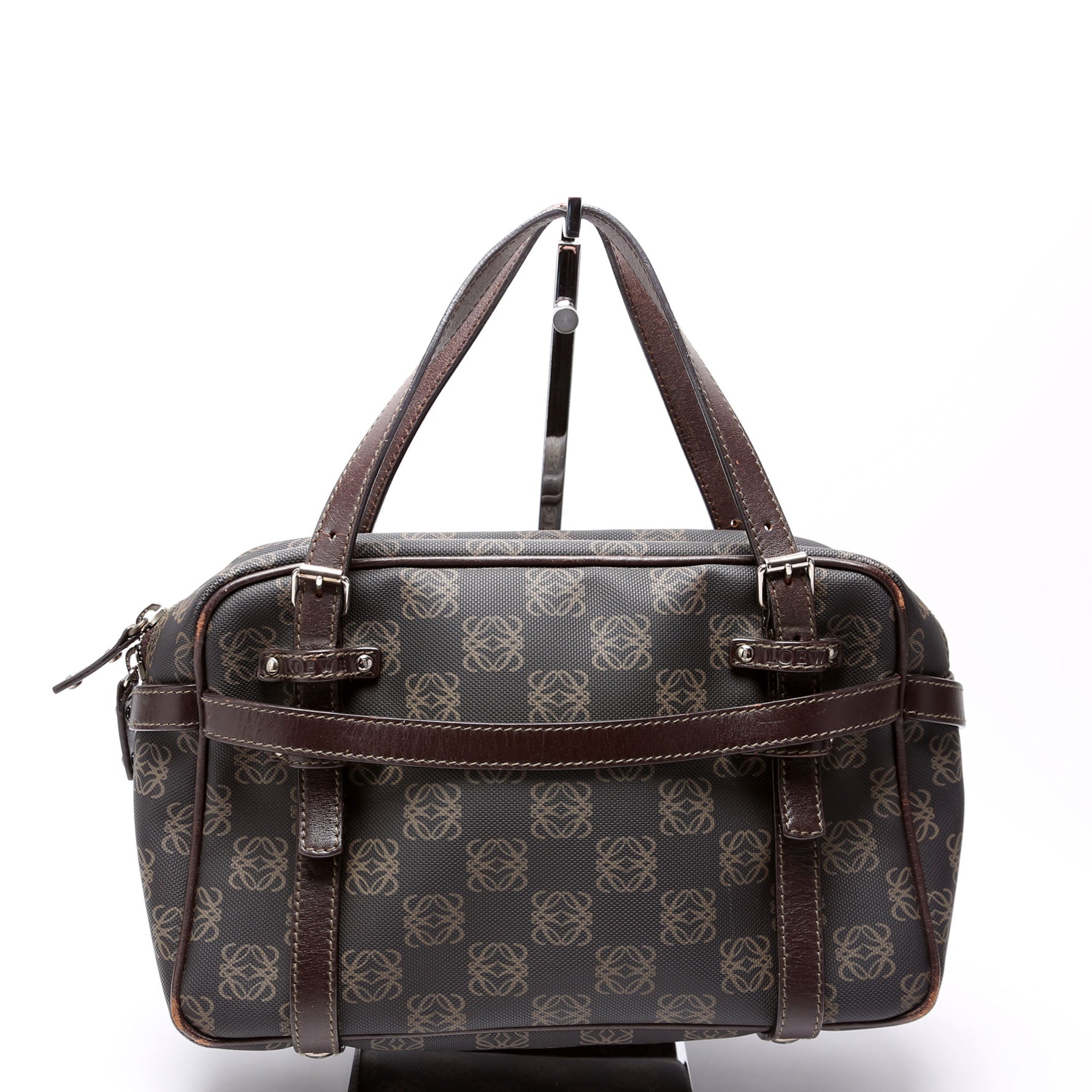 Mini Boston Bag Anagram Canvas Vintage Brown