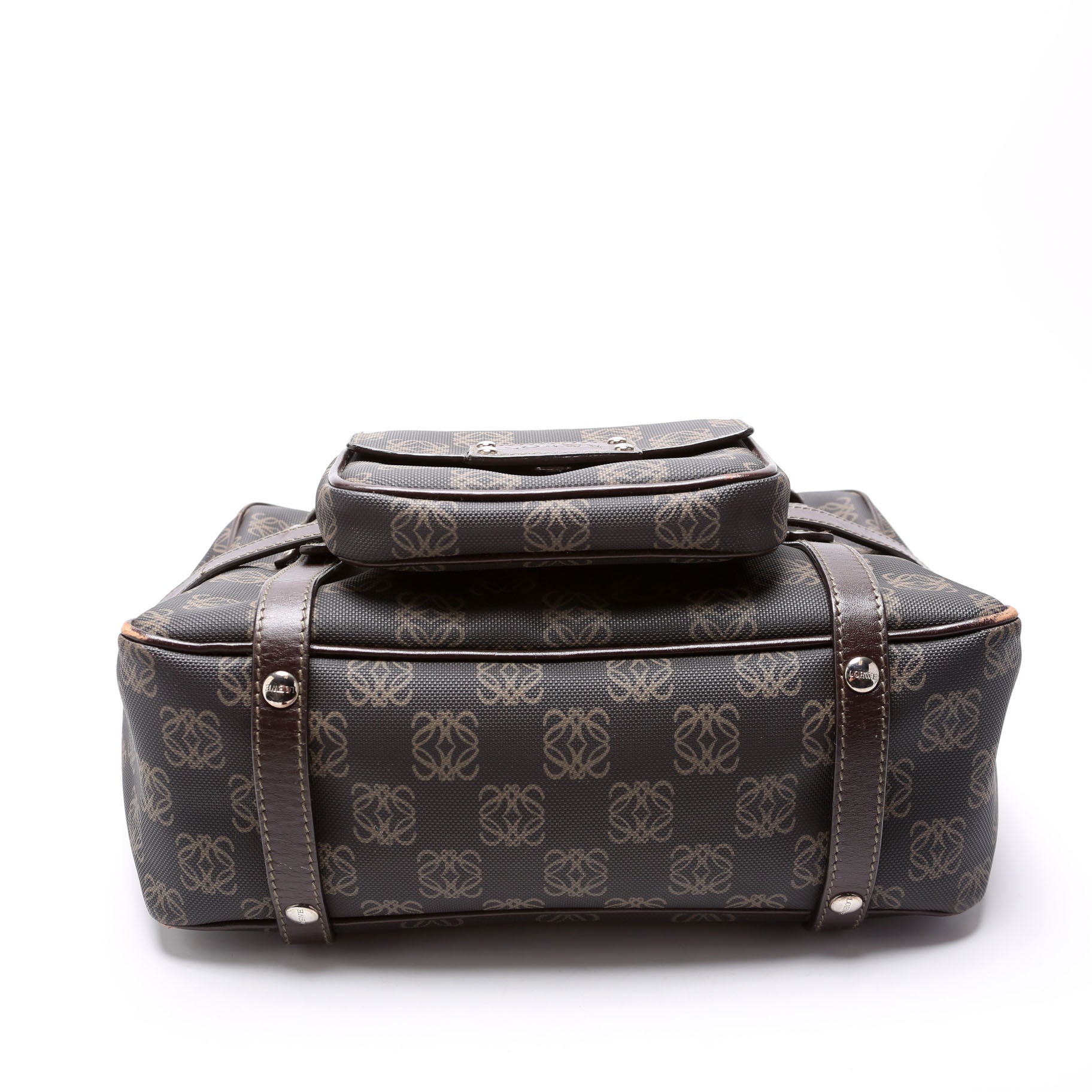 Mini Boston Bag Anagram Canvas Vintage Brown