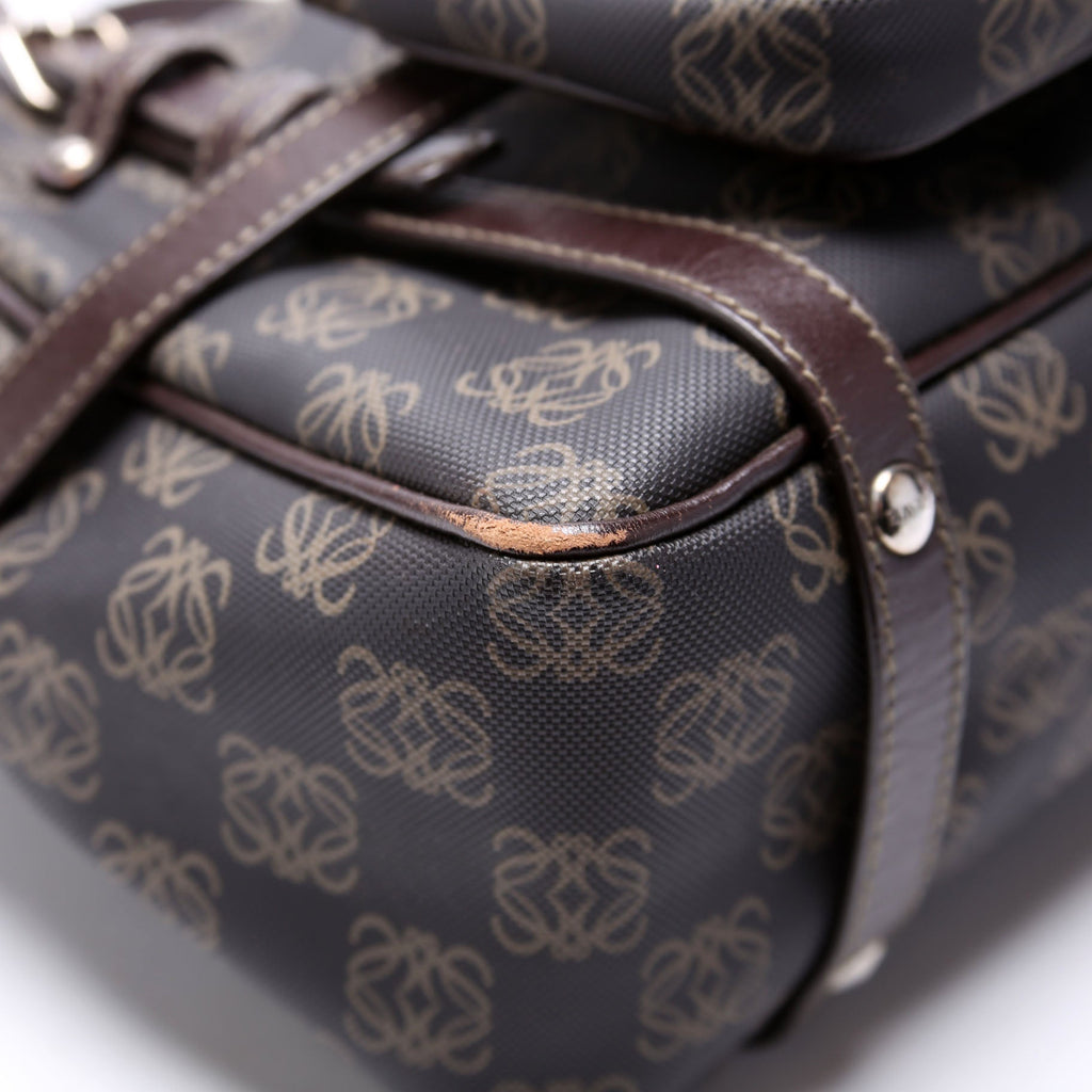 Mini Boston Bag Anagram Canvas Vintage Brown