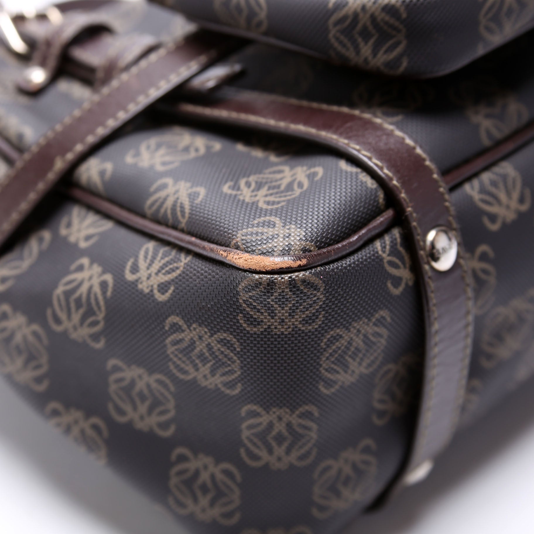 Mini Boston Bag Anagram Canvas Vintage Brown