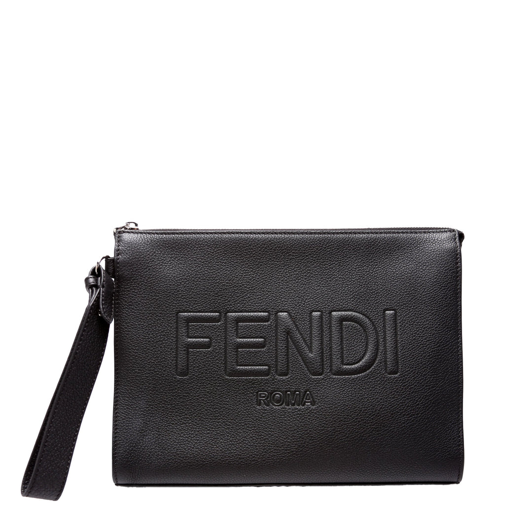 7VA491 Roma Leather Flat Pouch Black