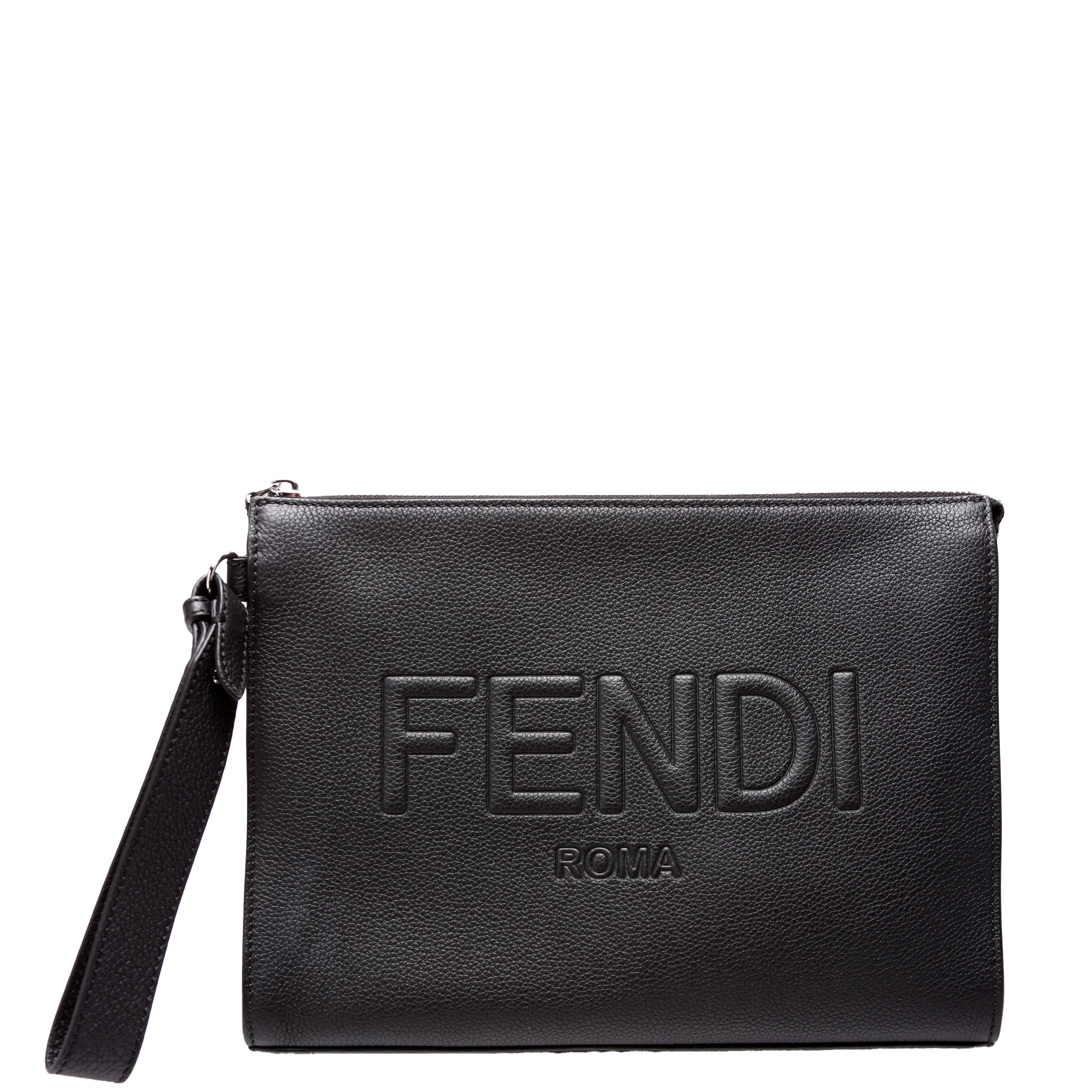 7VA491 Roma Leather Flat Pouch Black