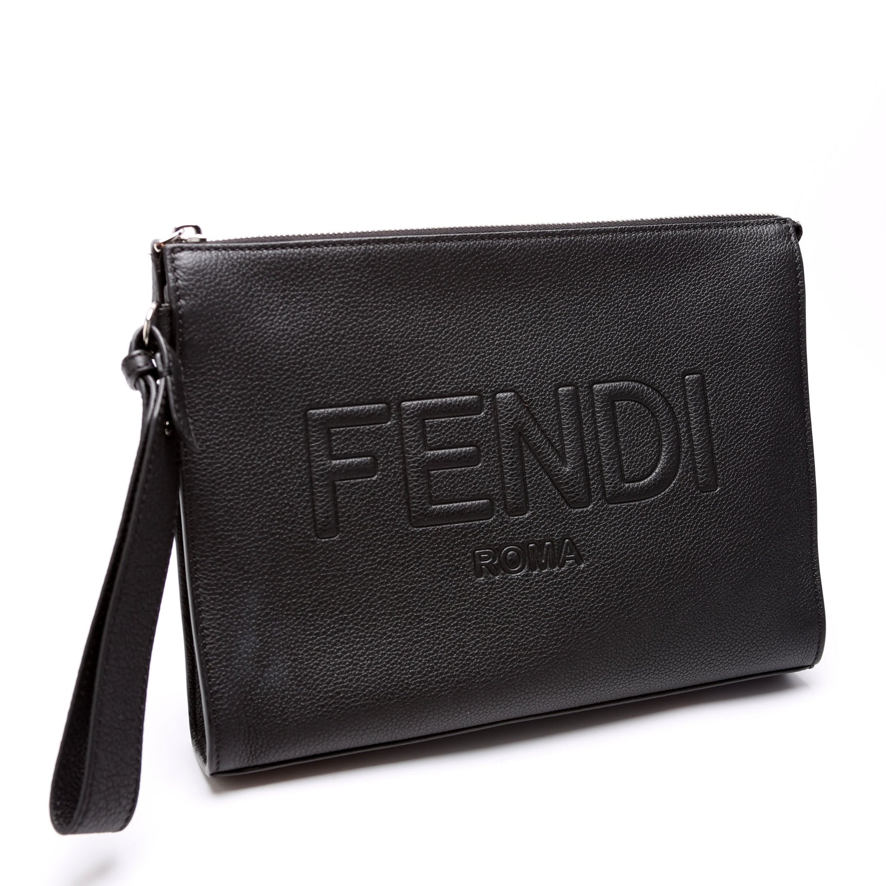 7VA491 Roma Leather Flat Pouch Black