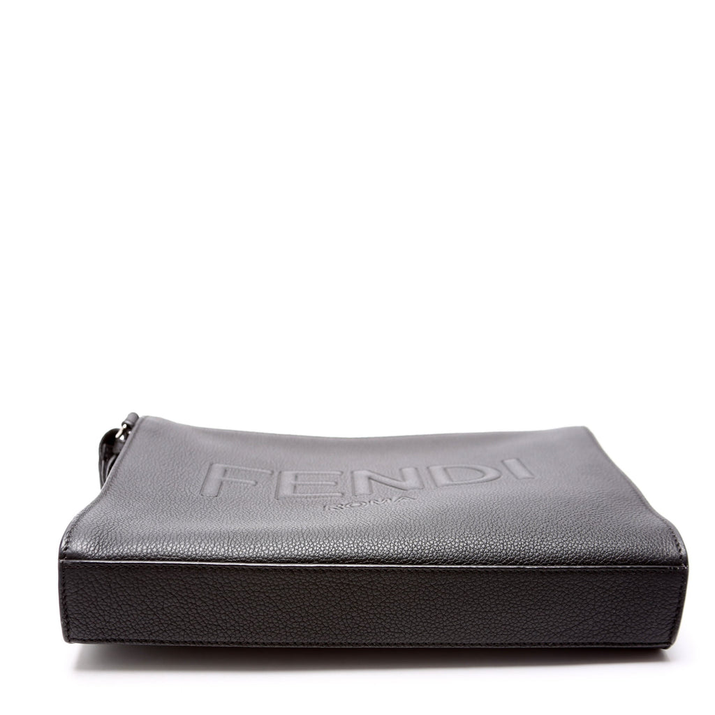 7VA491 Roma Leather Flat Pouch Black