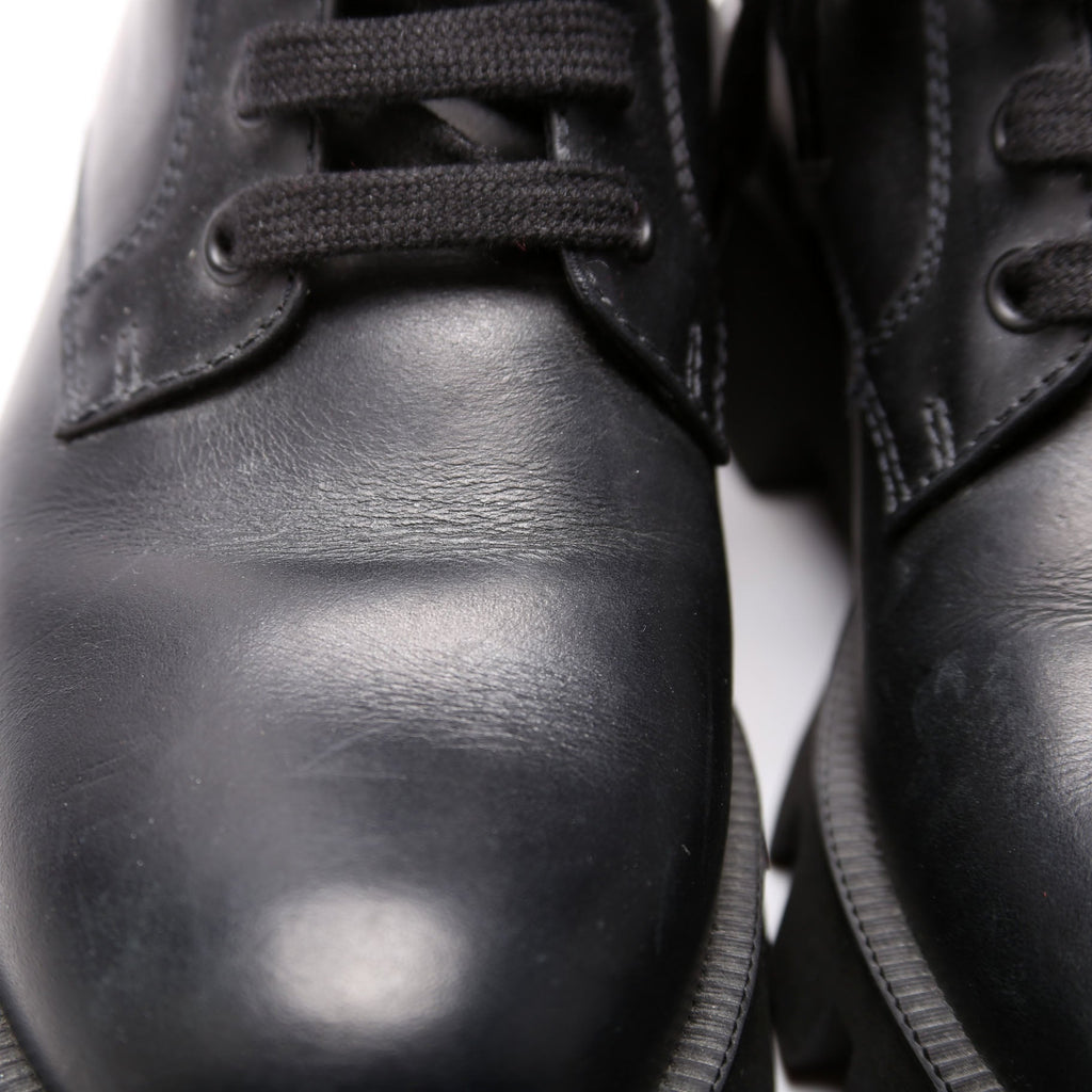 Prada Leather Lace Up Combat Boots Size 36.5 Black