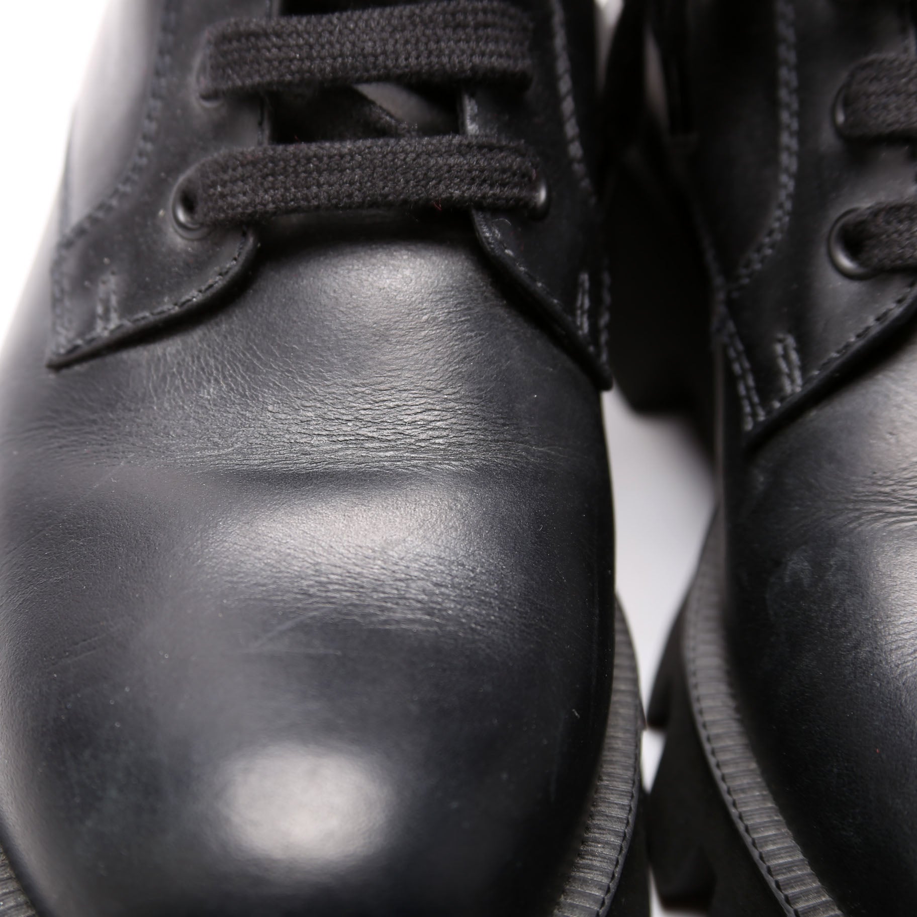 Prada Leather Lace Up Combat Boots Size 36.5 Black