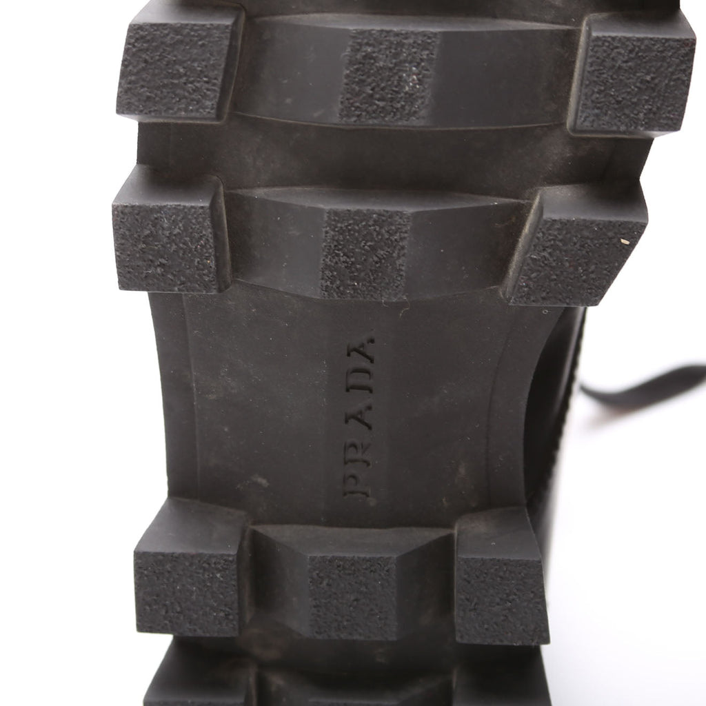 Prada Leather Lace Up Combat Boots Size 36.5 Black
