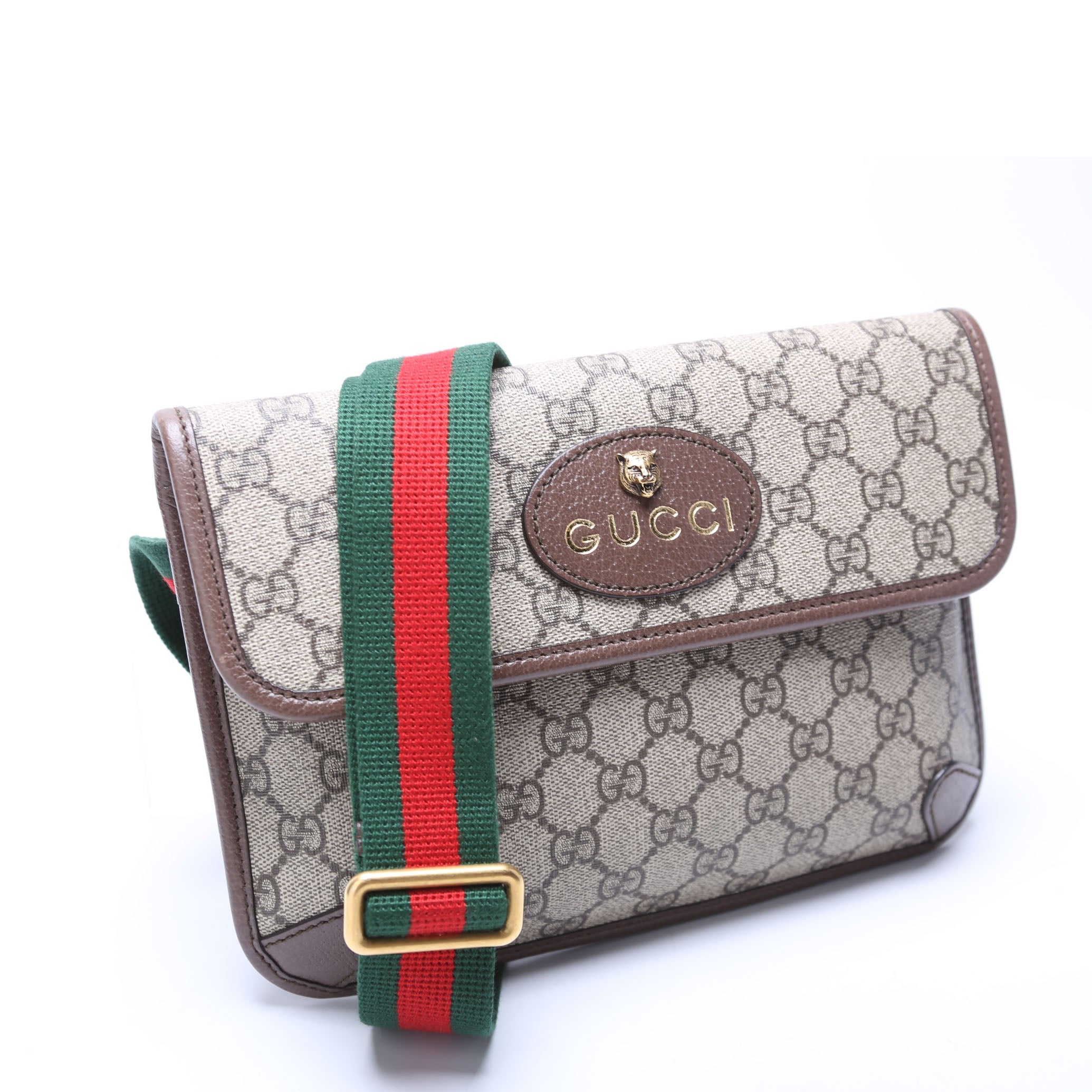 493930 GG Supreme Neo Web Belt Brown