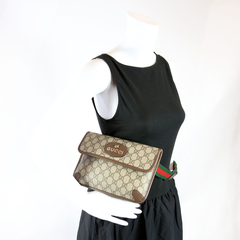 493930 GG Supreme Neo Web Belt Brown