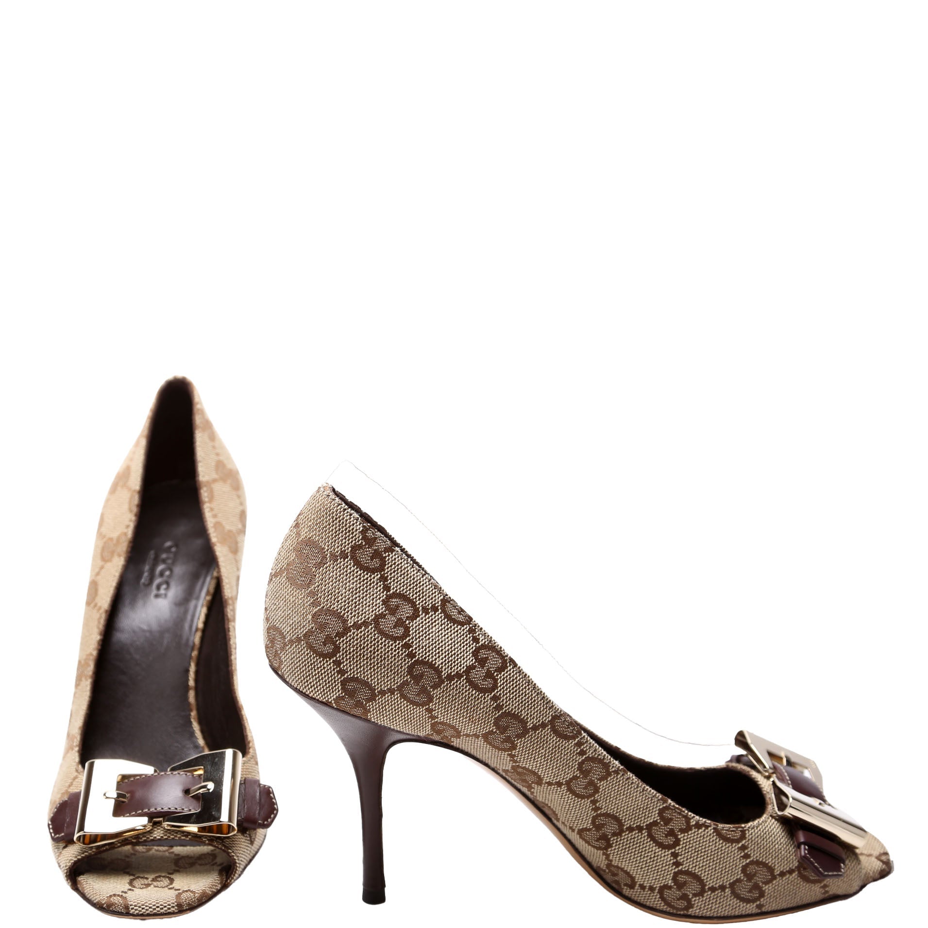 GG Canvas Bow Peep Toe Size 6.5